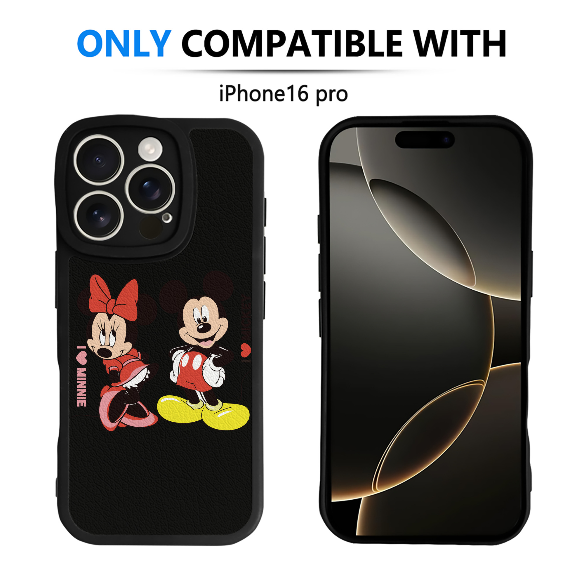 （画像用） ミッキーマウス Mickey Mouse 【iPhone 16シリーズ対応】シリコンスマホケース（レザー調） 材質：シリコン